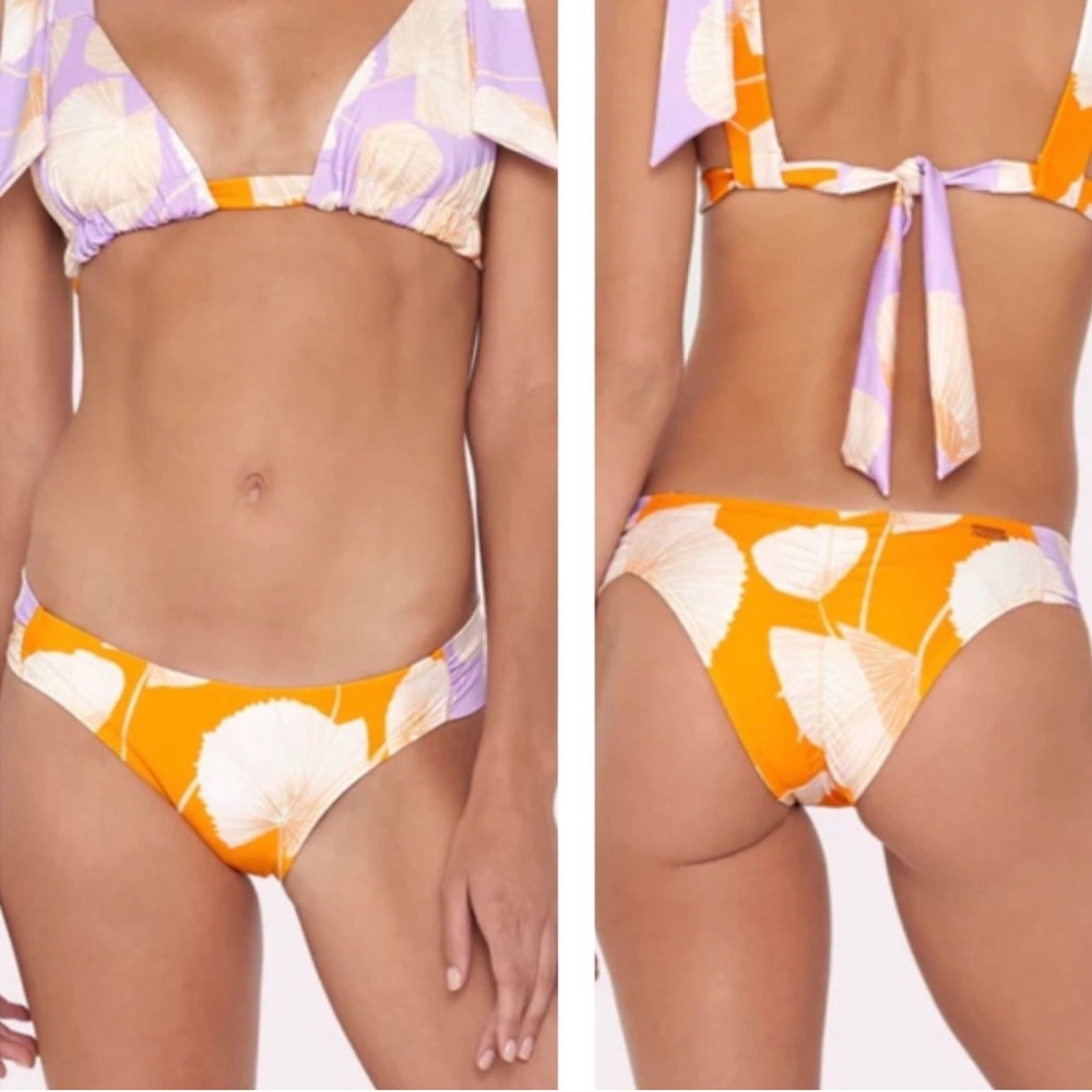 Palmacea Lilac Lotus Leaves Print Bikini Bottom S
